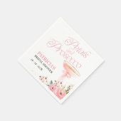 ピンクボウフローラ花びらとプロセッコブライダルシャワー スタンダードカクテルナプキン (角)