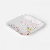 ピンクボウフローラ花びらとプロセッコブライダルシャワー ペーパープレート (傾斜あり)