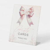 ピンクボウフローラ赤ちゃんシャワーギフト/カードサイン 台座サイン (正面)