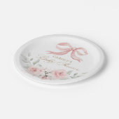 ピンクボウフローラ赤面グリーンリーベビーシャワー ペーパープレート (アングル)