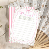 ピンクボウフローラWho Am Iブライダルシャワーゲームカード