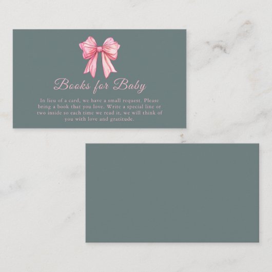 ピンクボウブックスベビーシャワー囲いカード エンクロージャーカード (正面/裏面)