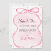 ピンクボウブティックバースデーパーティー サンキューカード (正面)