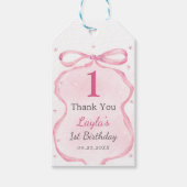 ピンクボウブティック1st誕生日パーティー ギフトタグ (正面)