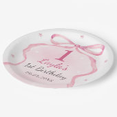 ピンクボウブティック1st誕生日パーティー ペーパープレート (アングル)