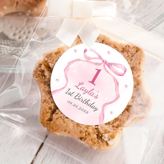 ピンクボウブティック1st誕生日パーティー ラウンドシール
