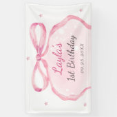 ピンクボウブティック1st誕生日パーティー 横断幕 (縦)