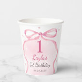ピンクボウブティック1st誕生日パーティー 紙コップ (正面)