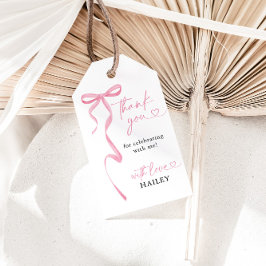 ピンクボウブライダルシャワーありがとう、メッセージカード ギフトタグ