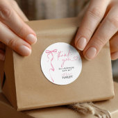 ピンクボウブライダルシャワーありがとう、メッセージカード ラウンドシール