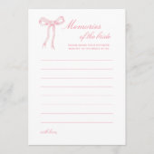 ピンクボウブライダルシャワーの思い出の花嫁 アドバイスカード (正面)