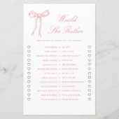 ピンクボウブライダルシャワーは彼女はむしろゲームだろう (正面)