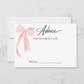ピンクボウブライダルシャワーアドバイスの花嫁カード 招待状 (正面)