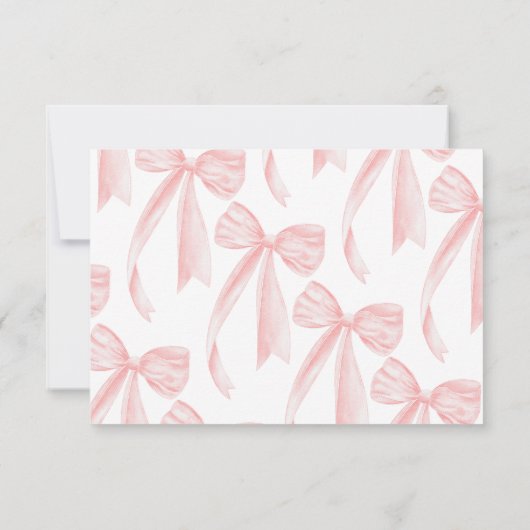 ピンクボウブライダルシャワーアドバイスの花嫁カード 招待状 (裏面)