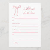 ピンクボウブライダルシャワーアドバイスfor the Bride アドバイスカード (正面)