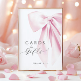 ピンクボウブライダルシャワーカード&ギフトテーブルサイン ポスター