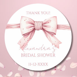 ピンクボウブライダルシャワーサンキュー ラウンドシール