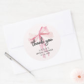 ピンクボウブライダルシャワーサンキュー ラウンドシール (封筒)