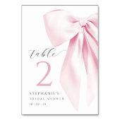 ピンクボウブライダルシャワーテーブルカード テーブルナンバー (正面)
