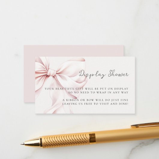 ピンクボウブライダルシャワーディスプレイシャワー エンクロージャーカード (正面/裏面インサイチュ)