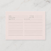 ピンクボウブライダルシャワーレシピエンクロージャカード エンクロージャーカード (裏面)