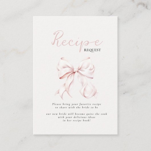 ピンクボウブライダルシャワーレシピエンクロージャカード エンクロージャーカード (正面)