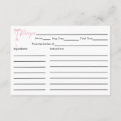 ピンクボウブライダルシャワーレシピカード エンクロージャーカード (正面)