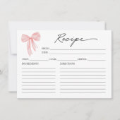 ピンクボウブライダルシャワーレシピカード 招待状 (正面)