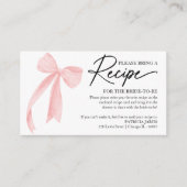ピンクボウブライダルシャワーレシピ要求エンクロージャ エンクロージャーカード (正面)