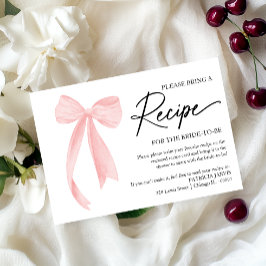 ピンクボウブライダルシャワーレシピ要求エンクロージャ 招待状
