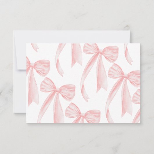 ピンクボウブライダルシャワーレシピ要求エンクロージャ 招待状 (裏面)