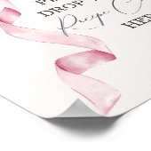 ピンクボウブライダルシャワー共有レシピカードサイン ポスター (角)