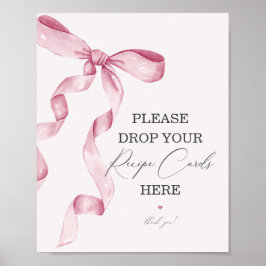 ピンクボウブライダルシャワー共有レシピカードサイン ポスター