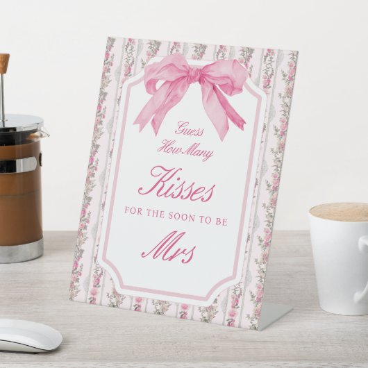 ピンクボウブライダルシャワー数の推測キス 台座サイン (インサイチュ)
