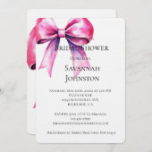 ピンクボウブライダルシャワー 招待状 (正面/裏面)