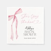 ピンクボウブライダルシャワー、結び目 スタンダードカクテルナプキン (正面)
