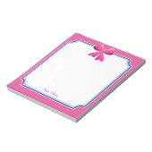 ピンクボウブルーフレームカスタム ノートパッド (回転)