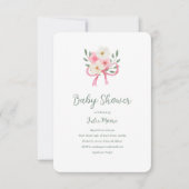 ピンクボウブーケベビーシャワー 招待状 (正面)