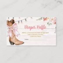 ピンクボウブーツおむつラッフルカード