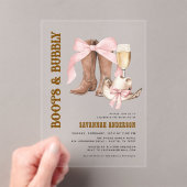 ピンクボウブーツ&バブリーウェスタンブライダルシャワー アクリル招待状 (インサイチュ (ポータブル))