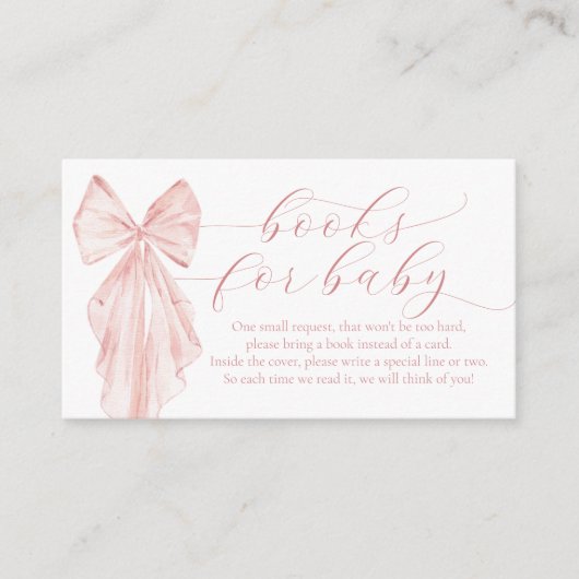 ピンクボウベイビーシャワーミニマリストベビー エンクロージャーカード (正面)