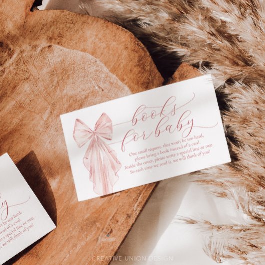 ピンクボウベイビーシャワーミニマリストベビー エンクロージャーカード