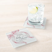 ピンクボウベイビーシャワー ガラスコースター (アングル)