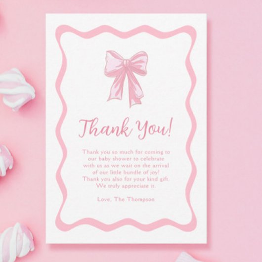 ピンクボウベイビーシャワー サンキューカード