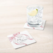 ピンクボウベイビーシャワー スクエアペーパーコースター (インサイチュ)