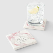 ピンクボウベイビーシャワー ストーンコースター (横)