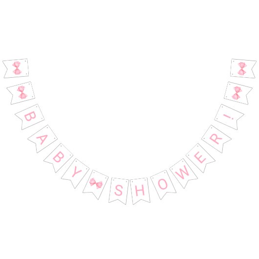 ピンクボウベイビーシャワー バンティングフラッグ (全)