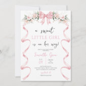 ピンクボウベイビーシャワー 招待状 (正面)