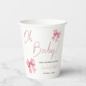 ピンクボウベイビーシャワー 紙コップ (正面)