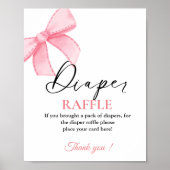 ピンクボウベビーおむつラッフルベビーシャワーゲームサイン ポスター (正面)